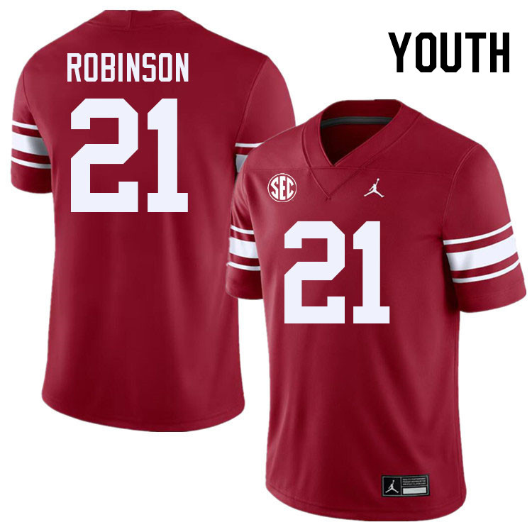 Youth #21 Xavier Robinson Oklahoma Sooners 2024 SEC Conference College Football Jerseys-Throwback